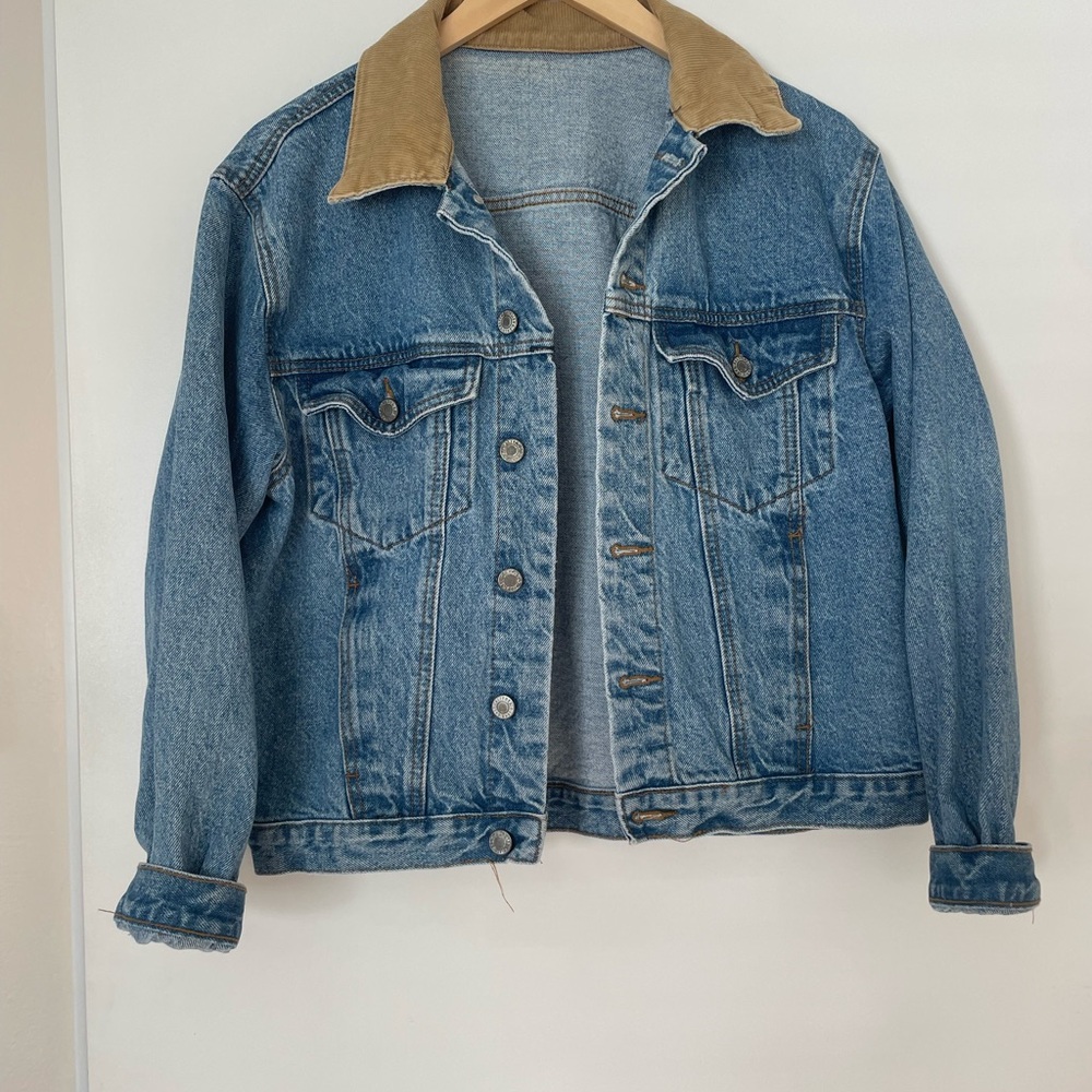 John Galt Blue Denim Jacket with Tan Corduroy Collar